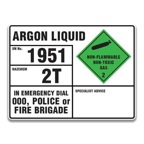 Argon Liquid Safety Sign And Label