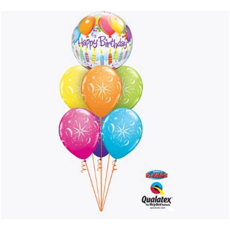 Qualatex Birthday Balloons And Candles Bubble Tinsel Decor