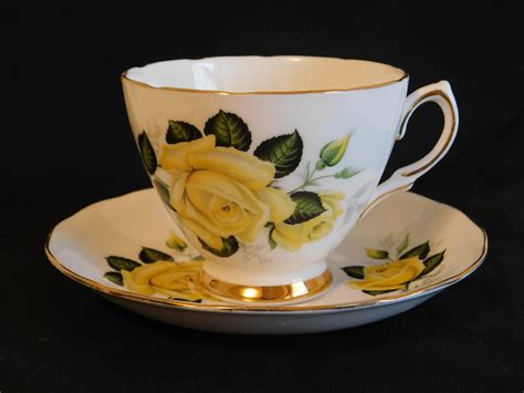 Vintage Colclough Bone China Yellow Rose Tea Cup And Saucer Made In