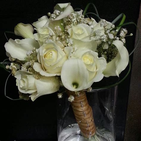 Gold And White Prom Bouquet With Roses And Calla Lilies Prom Flowers