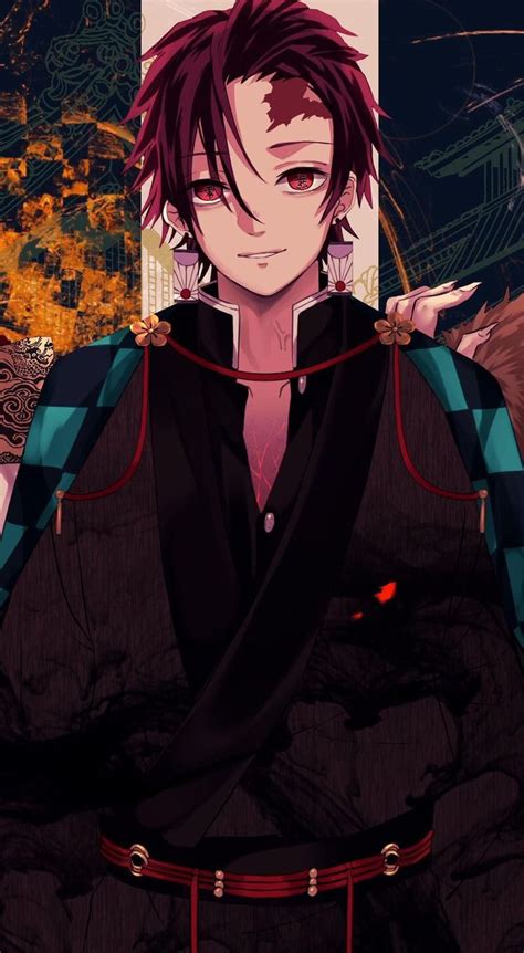 An Anime Character With Red Hair Wearing A Black Outfit And Holding His