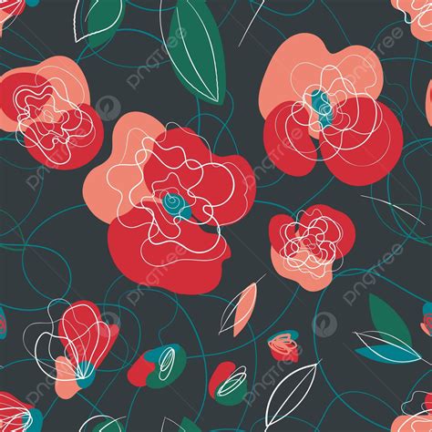 Poppy Seamless Pattern In Countryside Millefleur Style Pink Background Romantic Vector Pink
