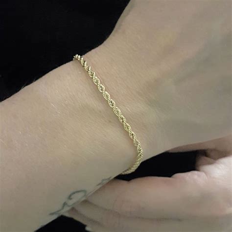 Rope Chain Bracelet For Women 14k Real Solid Yellow Gold 25mm Latika
