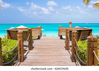 Beautiful Tropical Landscape On Providenciales Island Stock Photo