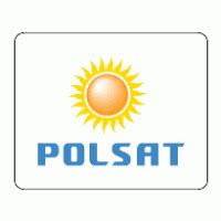 Logo polsat to biała ikona słońca na pomarańczowym tle oraz nazwa stacji w czerwonym prostokącie. POLSAT Logo Vector (.EPS) Free Download