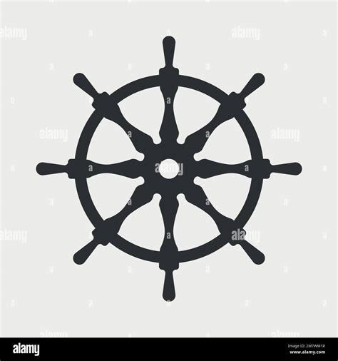 Ship Steering Wheel Isolated On White Background Vector Illustration