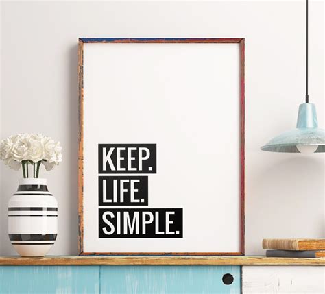 Keep Life Simple Printable Poster Typographic Wall Art Black Etsy