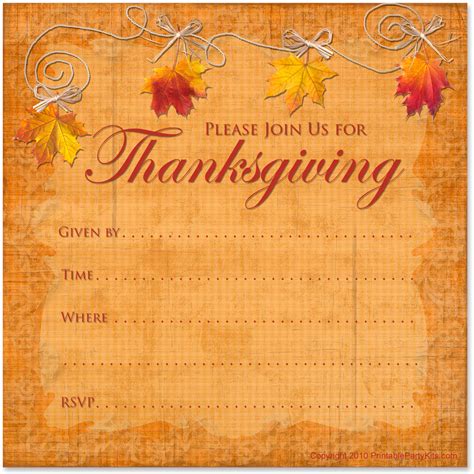 Free Thanksgiving Invitation Templates Of Thanksgiving Dinner Autumn Hot Sex Picture