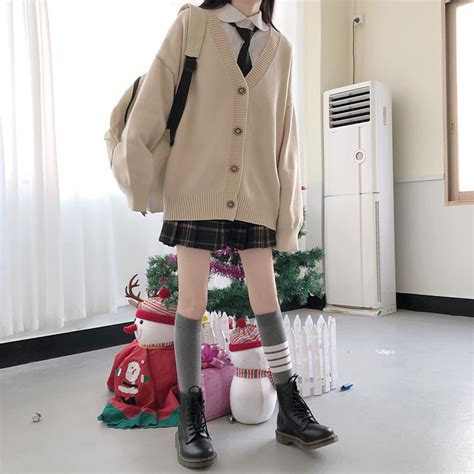 japanese fashion college jk loose v neck cardigan 2020 new sweater female outer wear jk sweater