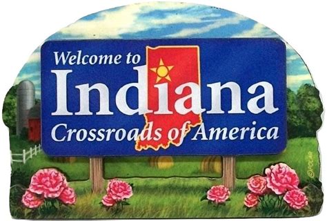 Indiana State Welcome Sign Artwood Fridge Magnet