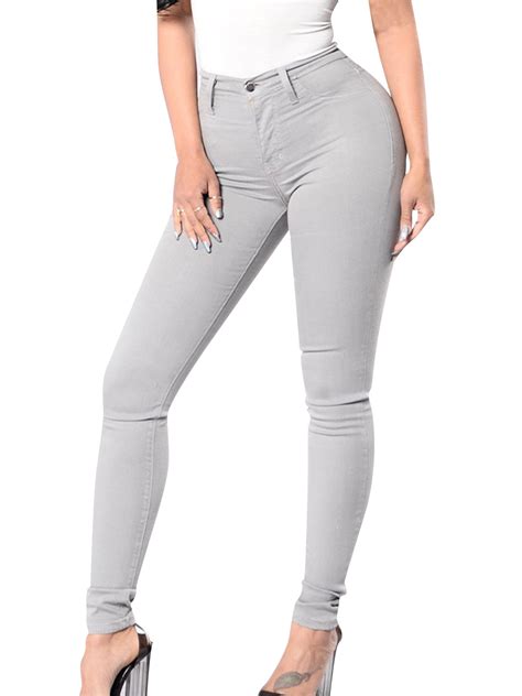 Womens Casual Bodycon Jeggings Jeans Denim Long Pencil Pants High Waist Skinny Push Up Butt