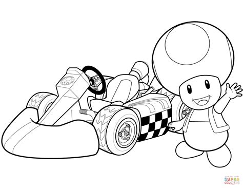 Toad In Mario Kart Wii Coloring Page Free Printable Coloring Pages