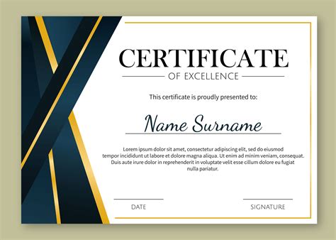 Gold Details Certificate Of Excellence Template 190863 Vector Art At