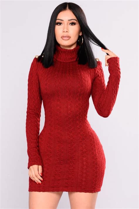 Penelope Cable Knit Dress Wine Fashion Cable Knit Dress Mini Dress