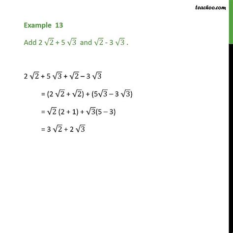 Example 12 Add 2 Root2 5 Root3 And Root2 3 Root3 Examples