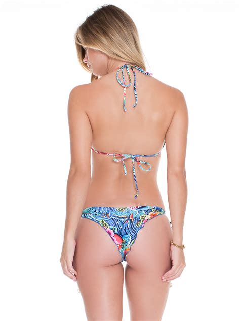 Two Piece Swimwear Blue Floral Scrunch Bikini With Diamantes Purpura