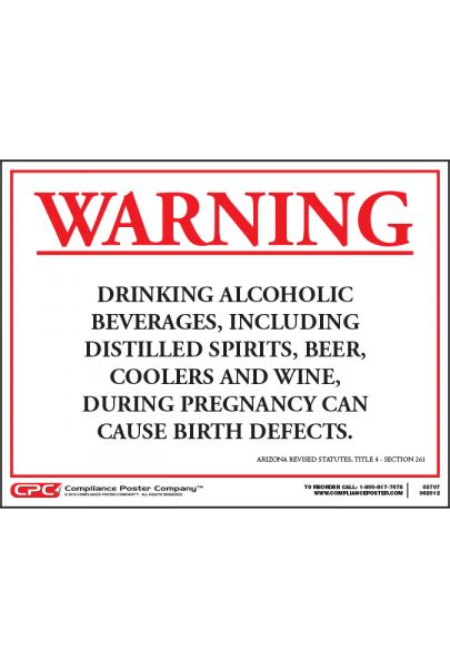 Arizona Alcohol Pregnancy Warning Poster