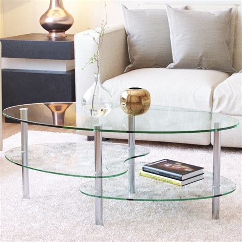 Gold/oak/clear medium rectangle glass coffee table with shelf. 15 Glass Coffee Tables To Display In Your Formal Living Room