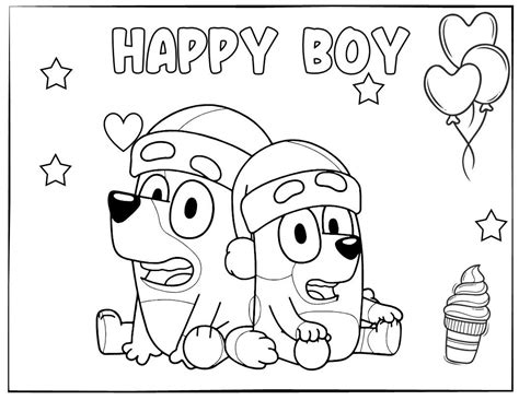 Printable Bluey Coloring Page For Birthday Personalized Etsy