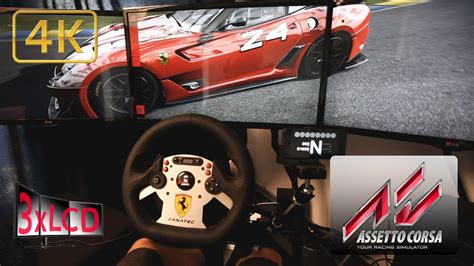 Assetto Corsa Triple Screen In Ultra Settings 4K Ferrari 599 EVO At Le