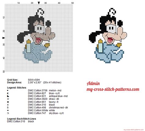 Disney Baby Goofy Small Cross Stitch Pattern Free Cross Stitch