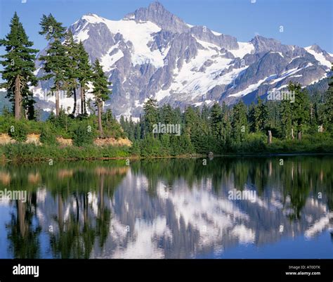 The Reflection Of Mount Shuksan In Picture Lake In The Cascade