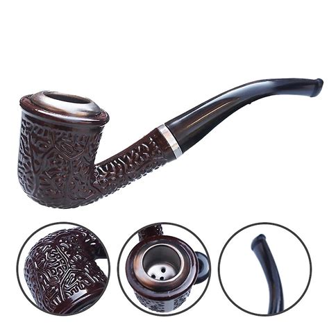 Double Purpose Cigarette Tobacco Pipe Resin Carved Bent Filter Pipe