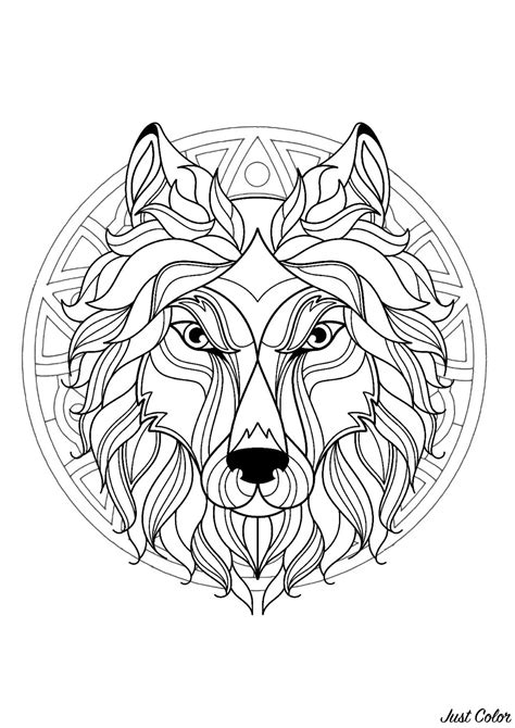 Coloring pages will also help your children to acquire the skill of relaxation and patience. Complex Mandala coloring page with wolf head 3 - Difficult ...