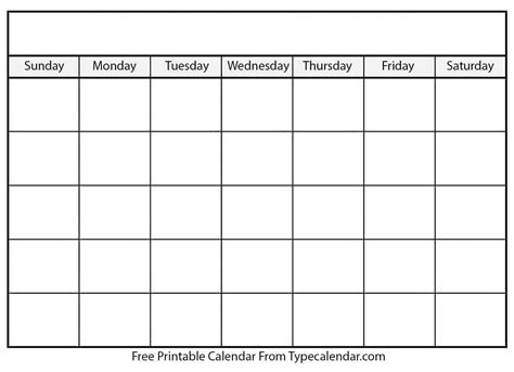 Blank Calendar Free Printable Templates