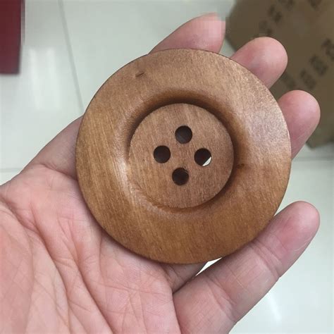 40pcs 60mm 6cm Large 4 Holes Wooden Buttons Light Brown Round Sewing