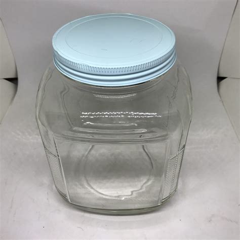 Vintage Square Glass Storage Jar Carols True Vintage And Antiques