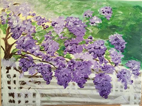Original Acrylic Painting On Canvas Lavender Waterfall Etsy