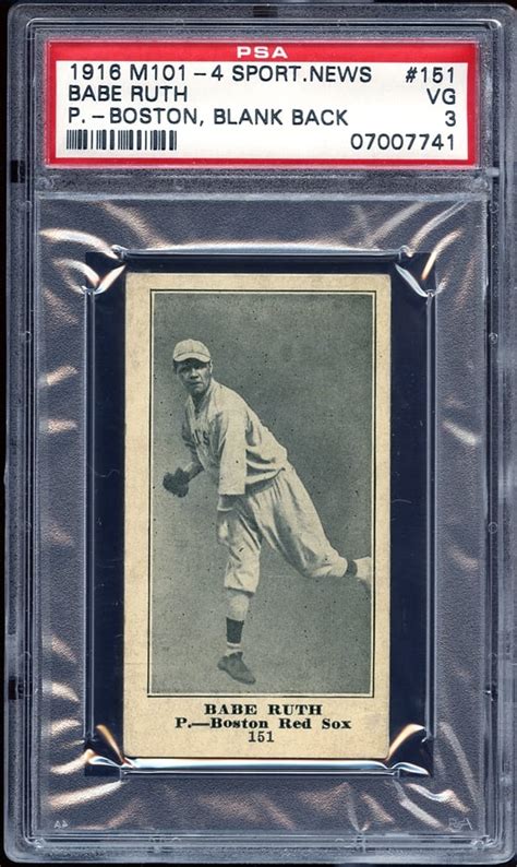 Mile High Has Another Ruth Rookie Card From Highly Ranked 1916 Set Sports Collectors Digest
