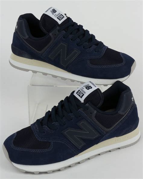 New Balance 574 Trainers Navy Blue Suede 80s Casual Lclassics