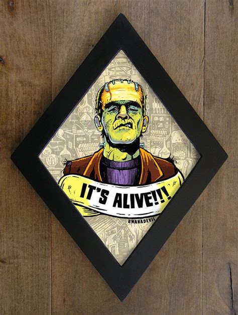 Frankenstein Monster Its Alive Diamond Framed Print Horror Decor