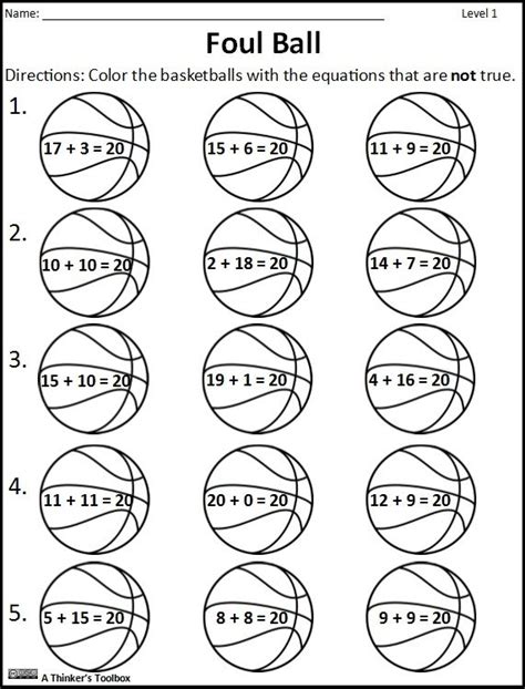 Basketball Math Worksheet Answers