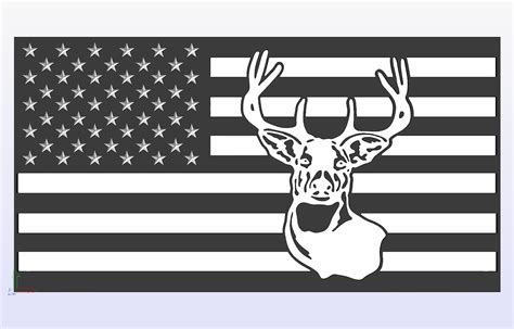 American Flag With Deer Svg And Dxf Cutting File Dogotal