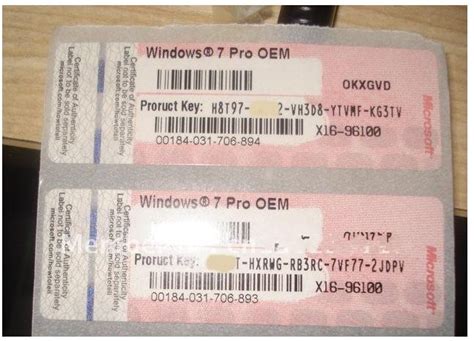 Windows 7 Pro Oem Product Key Sticker Red By Si Yuan International Co