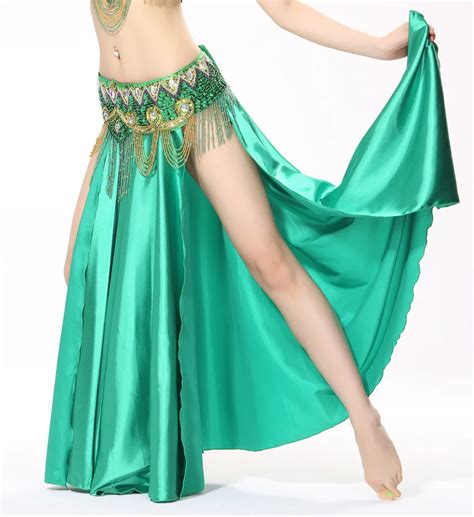 Best Dance Performance Belly Dance Wear Satin Skirt Side Split Flamenco Skirt Belly Dance Skirt