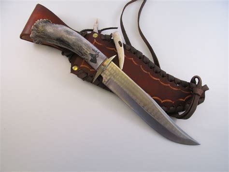 Ken Richardson 8 Bowie Stag Antler Horn Handle Fixed Blade Hunting