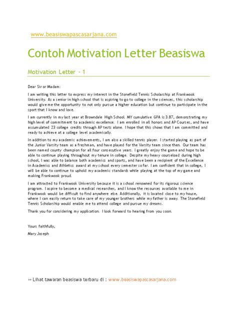 Contoh Motivation Letter Imagesee
