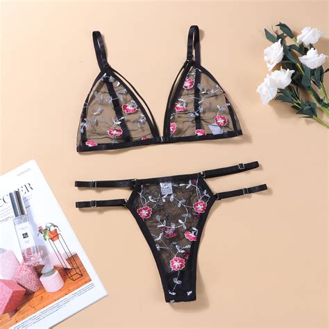 Sexy Bra Set Lace Thin See Bras Womens See Panties Bra Set See Lace