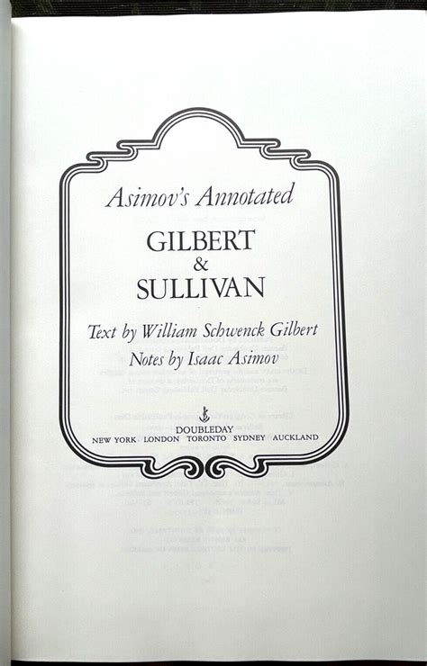 Asimovs Annotated Gilbert And Sullivan 1st 1988 Opera Libretto Cr Black Cat Caboodle