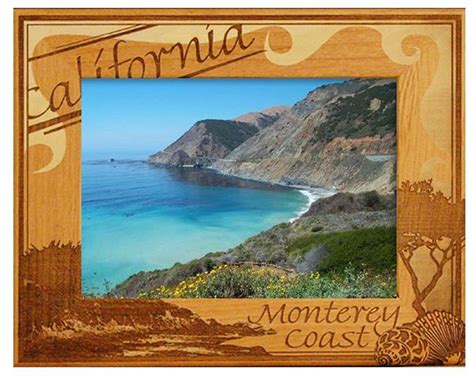 California Monterey Coast Laser Engraved Wood Picture Frame 5 X 7