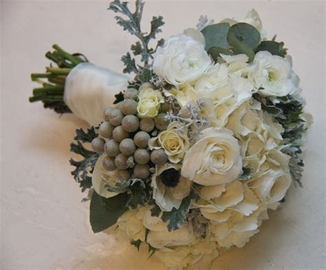 The Flower Magician Winter White Silver Grey Wedding Bouquet White