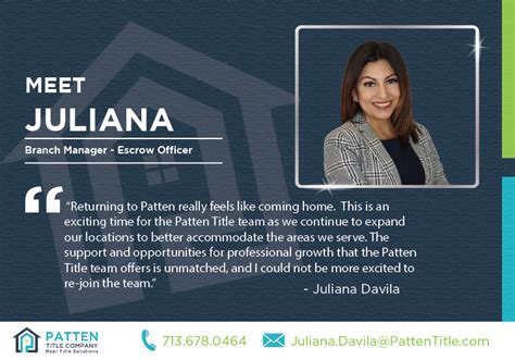 welcome juliana davila to memorial patten title company