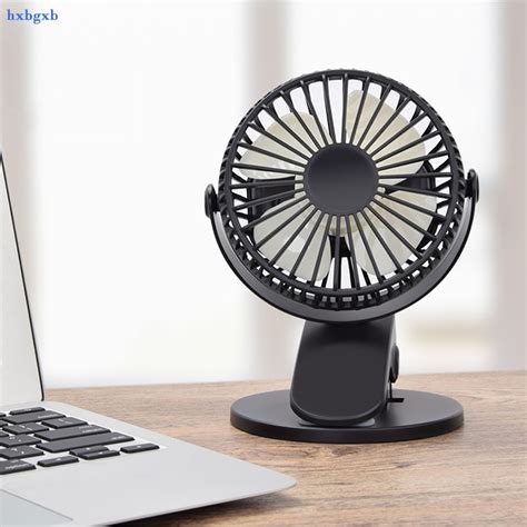 Portable Usb Table Fan Clip On Type Rechargeable Cooling Mini Desk Fan With 3 Speeds Black