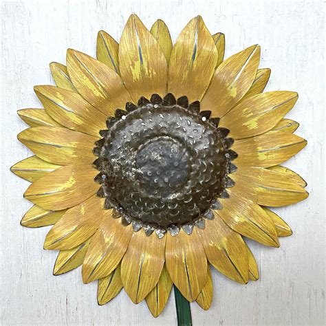 Sunflower Metal Wall Decor Vintage Botanical Tin Art Etsy Ireland