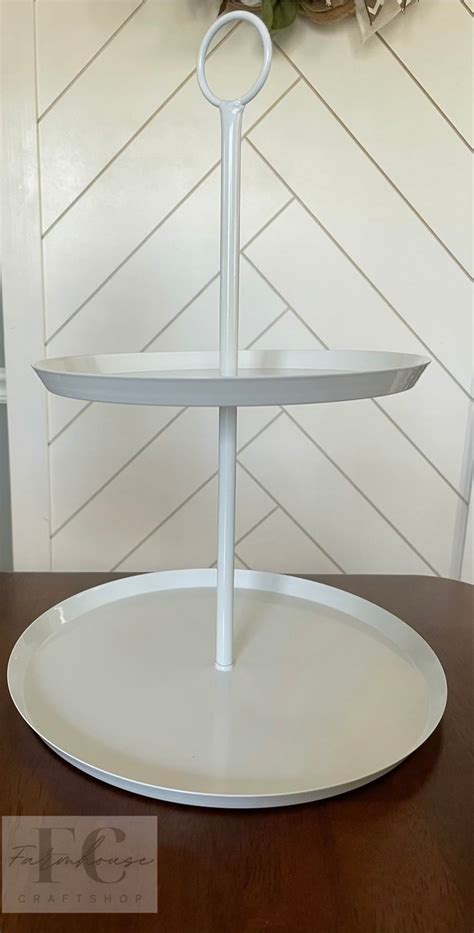 White Metal Two Tiered Tray Etsy