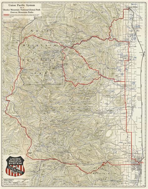 Union Pacific System Map Of Rocky Mountain National Estes Park Denver